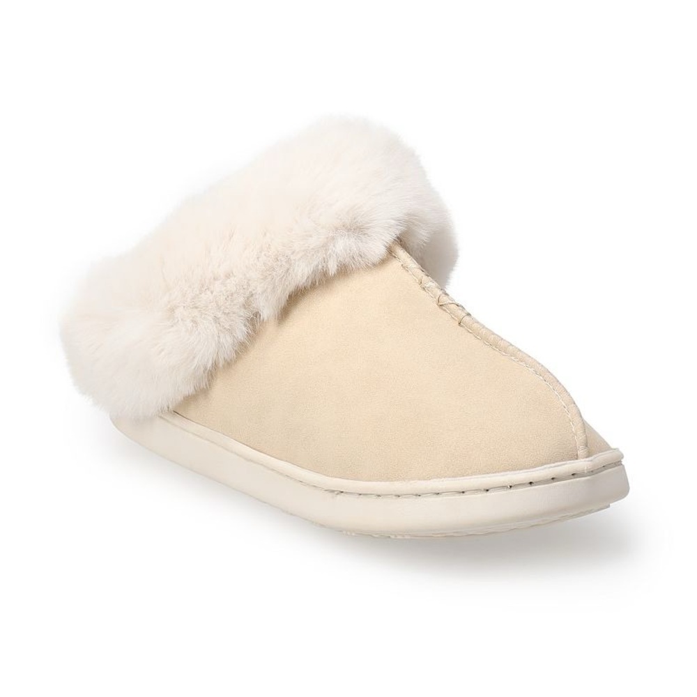 Lauren Conrad Allis Faux Fur Cuff Clog Women's Slippers